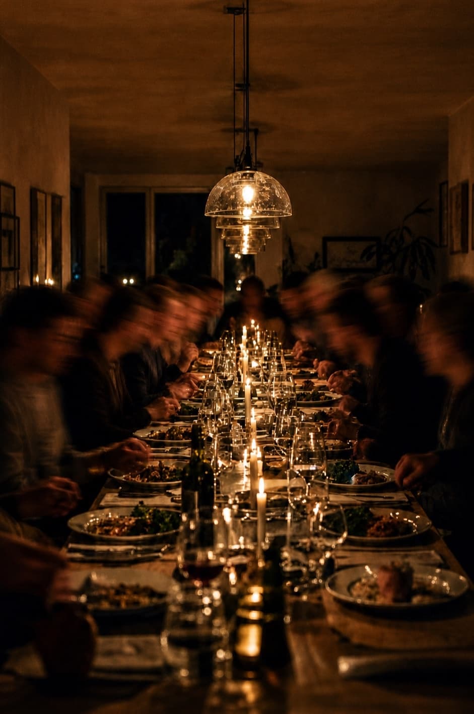 A long candlelit table in Amsterdam, guests deep in conversation late into the evening.